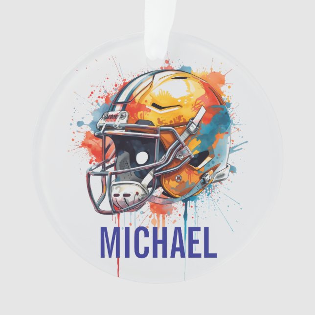 Ornamento Inspirational Motivational Football Helmet Name (Frente)
