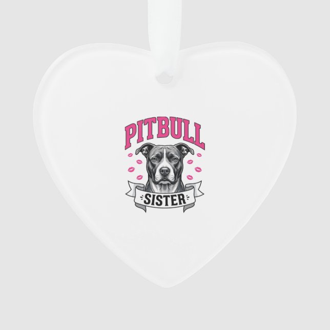 Ornamento Irmã Pitbull Design Vetorial de Amante de Cachorro (Frente)