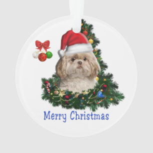 Ornamento Itens de Natal do Cão Shih-Tzu