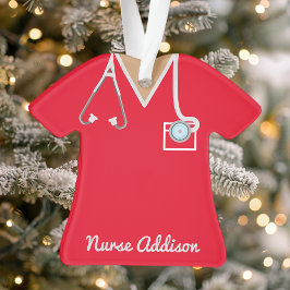 Ornamento Jalecos Vermelhos Personalizados para Enfermeira