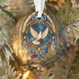 Ornamento Janela de Natal de Pombo de Vidro Colorido