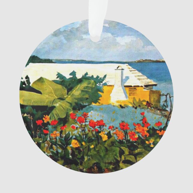 Ornamento Jardim Flor e Bungalow por Winslow Homer, (Frente)