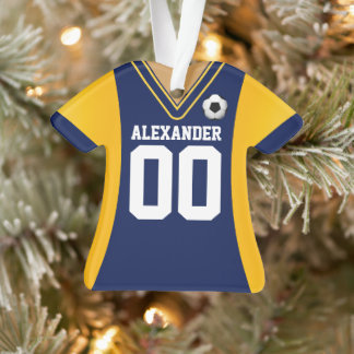Ornamento Jérsei de Futebol Azul/Amarelo Personali