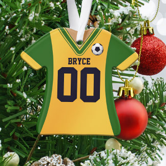 Ornamento Jérsei Verde/Amarelo Personalizado