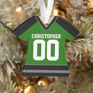 Ornamento Jersey de Hóquei Personalizado Verde/Preto/Prata