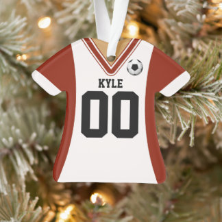 Ornamento Jersey Red/White Soccer Personalizado