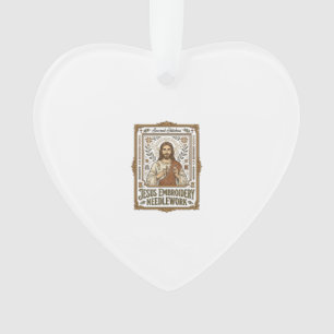 Ornamento Jesus Bordado Trabalho de Agulha Jesus Bordado Agu