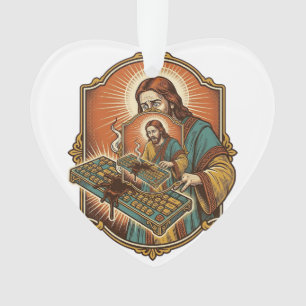 Ornamento Jesus Café Derrama Teclado Mecânico Quebrado Tecno