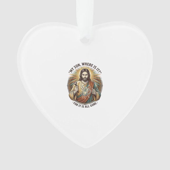 Ornamento Jesus Caneca De Cerveja Quebrada Vazia Barman Bebe (Frente)