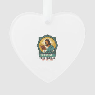 Ornamento Jesus Código QR Borroso Não Funciona Menu Humor Té