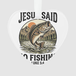 Ornamento Jesus Disse Ir Para Pesca Bass Vintage Cristão