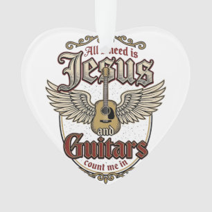 Ornamento Jesus e Guitarras Vintage Guitarra Cristã