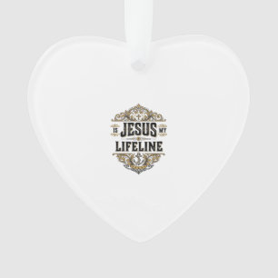 Ornamento Jesus É Minha Linha da Vida Camisa Vintage Cristã