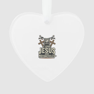Ornamento Jesus e Motocicletas Desenho de Cristão Veterano M