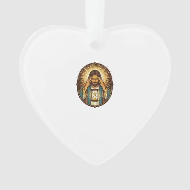 Ornamento Jesus Impaciente Carregando Ampulheta Internet Len (Frente)