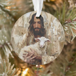 Ornamento Jesus o Bom Pastor Segurando o Cordeiro