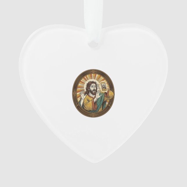 Ornamento Jesus Selfie Acidental com Câmera Frontal e Papada (Frente)