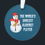 Ornamento Jogador Clarinet Mais Legal Snowman<br><div class="desc">Um humorístico tear de madeira para clarinetistas,  professores de música escolar e estudantes de vento de madeira em concertos e bandas marchantes.</div>