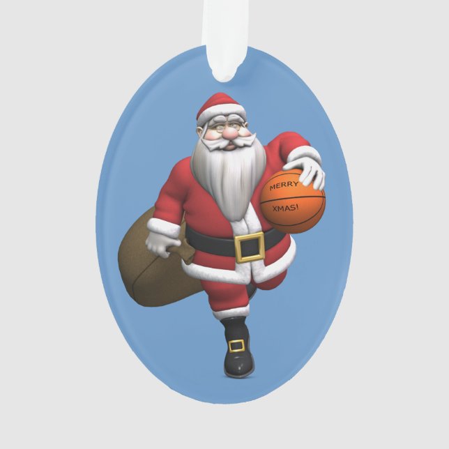 Ornamento Jogador de Basquete do Papai Noel (Verso)