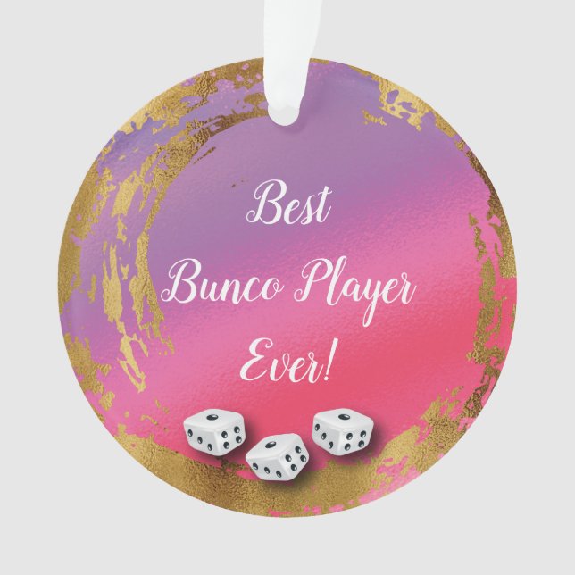 Ornamento Jogador de Dice Bunco Rosa Girassol (Frente)