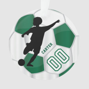 Ornamento Jogador de Futebol Negro Verde e Branco Personaliz