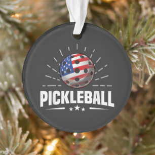 Ornamento Jogador de pickleball com bandeira americana dos E