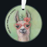 Ornamento Jogador do Bunco Funny Lllama Watercolor Cactus Fl<br><div class="desc">Adorável Lhama para lembrá-los que "Não há "problemas" em Bunco. Engraçado citar Bunco para fazer os jogadores rirem.</div>