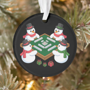 Ornamento Jogo de Mahjong de Natal Boneco de Neve Mesa Féria