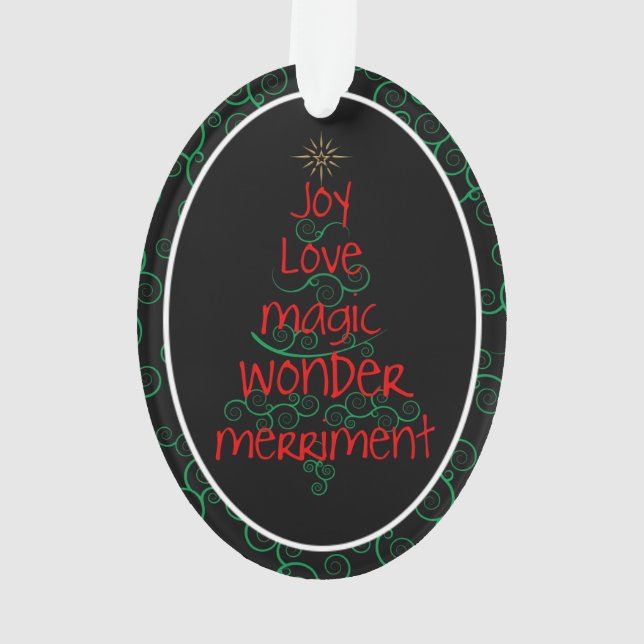 Ornamento Joy Amor Magic Maravilha Merriment (Verso)