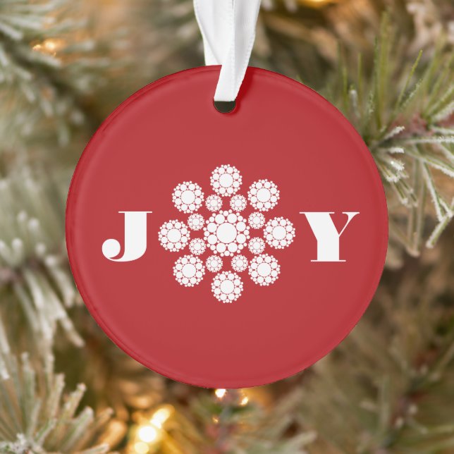 Ornamento Joy Deco Flower Christmas Elegant Photo (Árvore)
