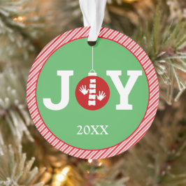 Ornamento JOY with Stripe Background Chiroprace Natal