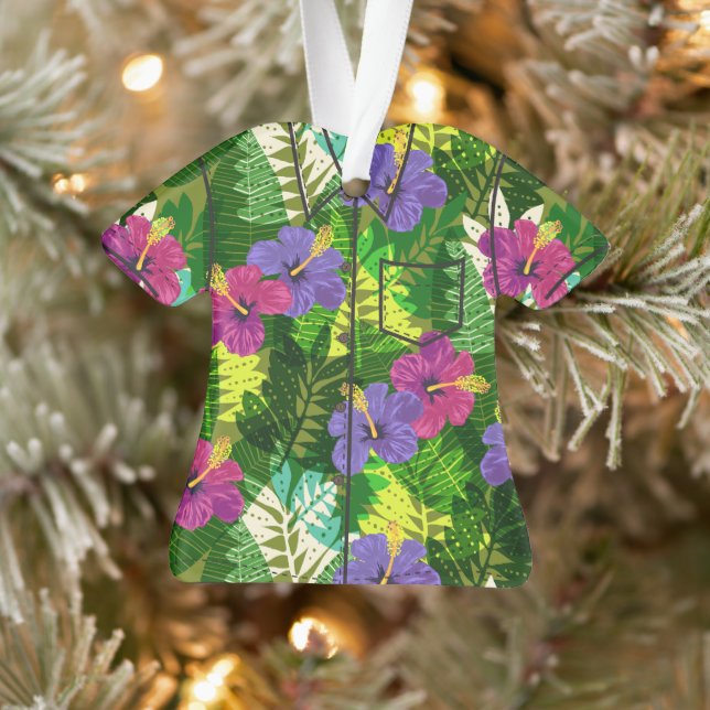 Ornamento Kauai Jungle Havaiano Hibiscus Aloha Camisa- Multi (Árvore)