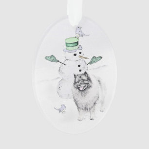 Ornamento Kehond Christmas Snowman Painting Dog Art