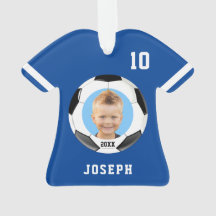 Kids espory Blue Photo Soccer Jersey Ornament