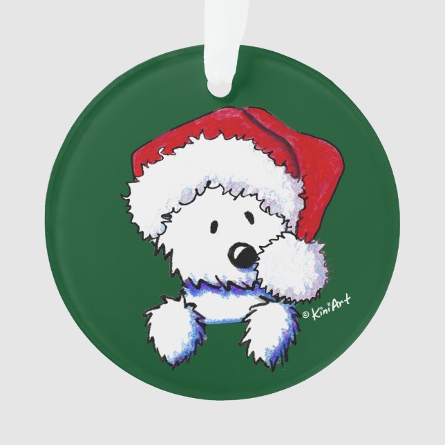 Ornamento KiniArt Westie Papai Noel (Frente)