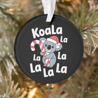 Ornamento Koala La Natal Chapéu de Papai Noel Cane Xmas