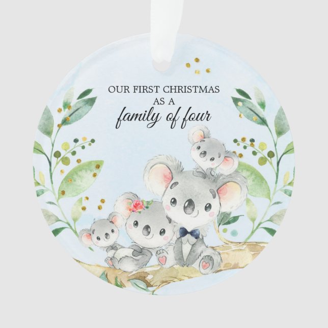 Ornamento Koala Ursa Nosso Primeiro Natal Como Família De Qu (Frente)