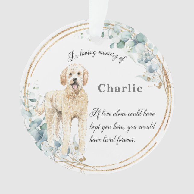 Ornamento Labradoodle Em Memória Carinhosa Nome Natal  (Frente)