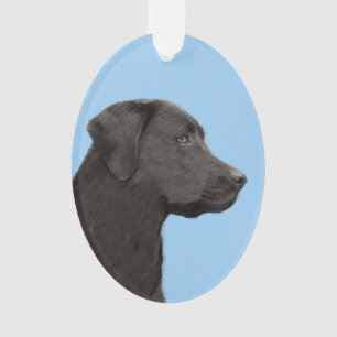 Ornamento Labrador Retriever Black Painting Original Dog Art
