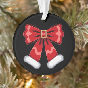 Ornamento Laço de Cinto do Papai Noel de Natal Vermelho com 