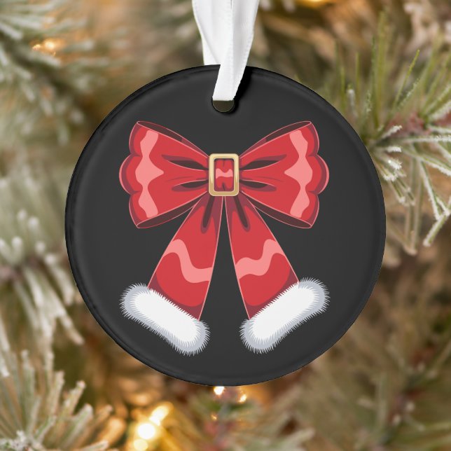 Ornamento Laço de Cinto do Papai Noel de Natal Vermelho com  (Árvore)