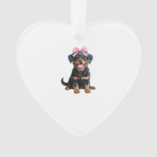 Ornamento Laço de Coquette Mãe de Cachorro Rottweiler Menina (Frente)