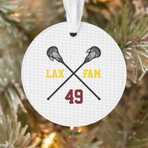 Ornamento Lacrosse Family Sticks Net Player Número Foto