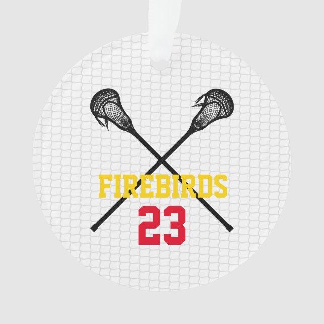 Ornamento Lacrosse Sticks Net Team Name Player Number Foto (Frente)