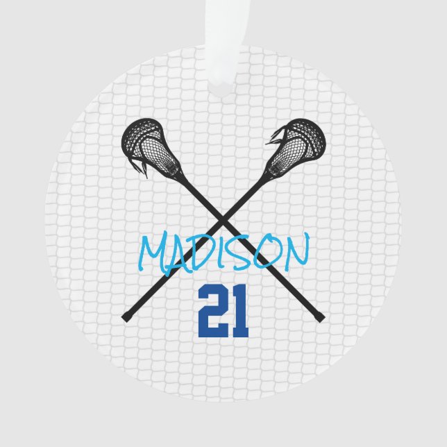 Ornamento Lacrosse Sticks Nome do Net Player Número Foto (Frente)