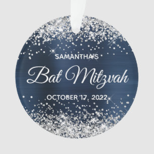 Ornamento Lantejoulas Prateadas Azul Naval Ombre Foil Bat Mi