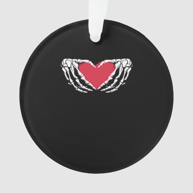 Ornamento Legal Esqueleto Clássico Mãos Coração - Valentina (Frente)