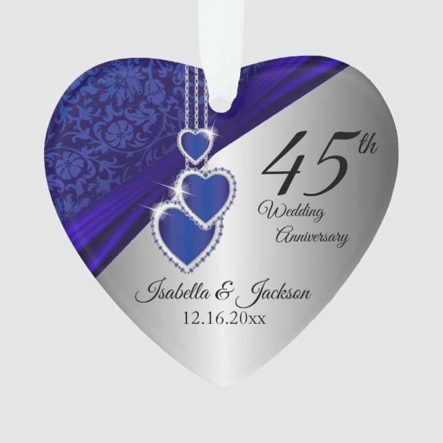 Ornamento Lembrança de 45 anos de aniversário de casamento S (Frente)