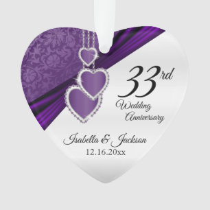 Ornamento Lembrança de Bodas de 33 Anos - Âmbar Roxo