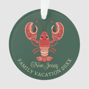 Ornamento Lembrança de Férias em Família em Nova Jersey Lago